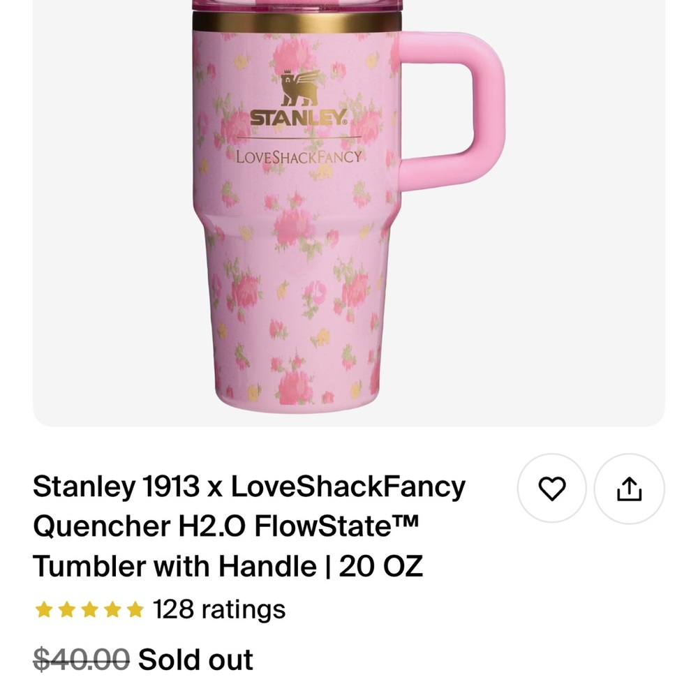 Stanley x LoveShackFancy Pink Ibiza Sunset 20 oz - Picture 4 of 4